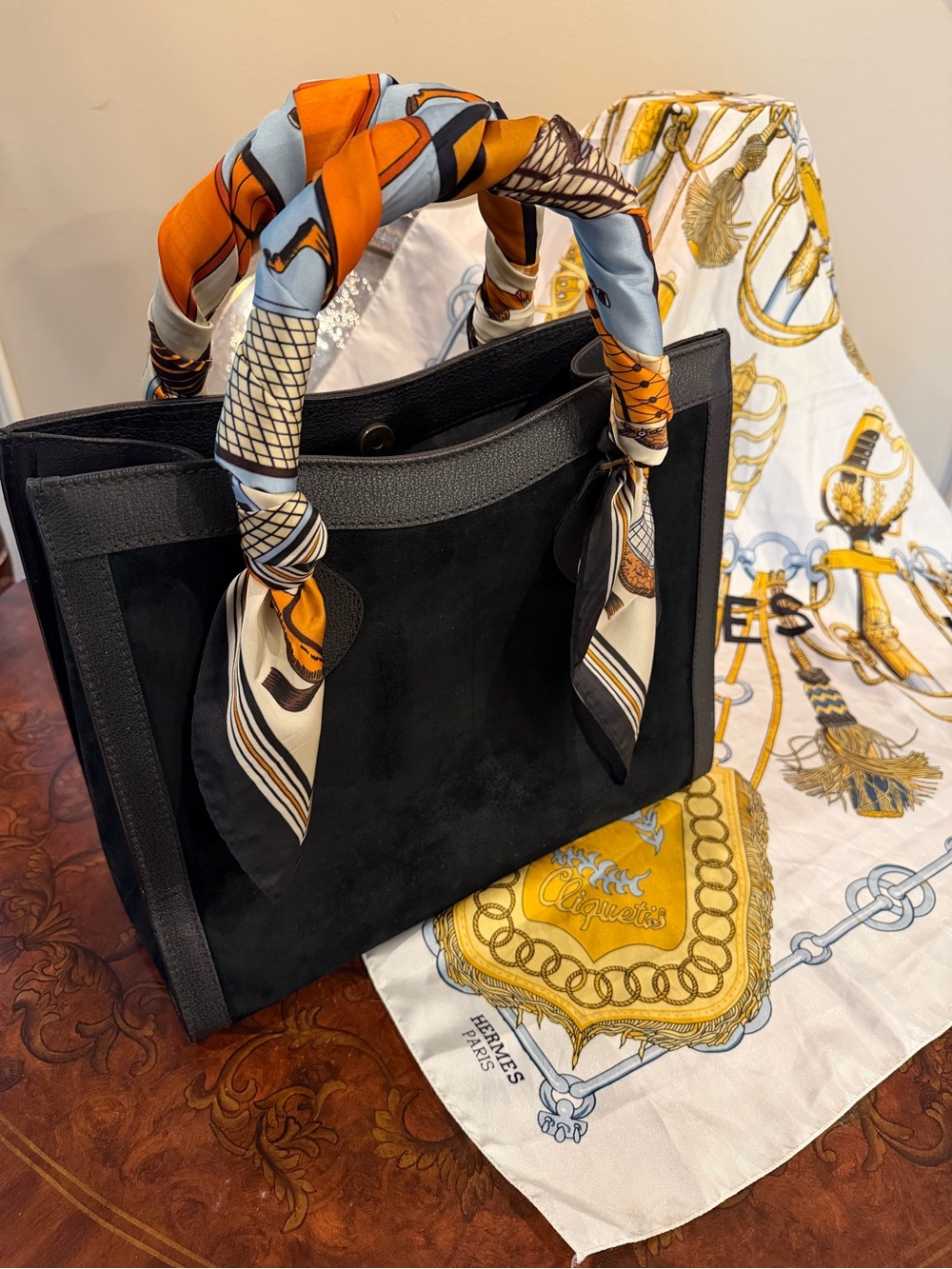 Equestrian Horse Style Silk Like Scarf Perfect for Handbag and Head Scarves pair